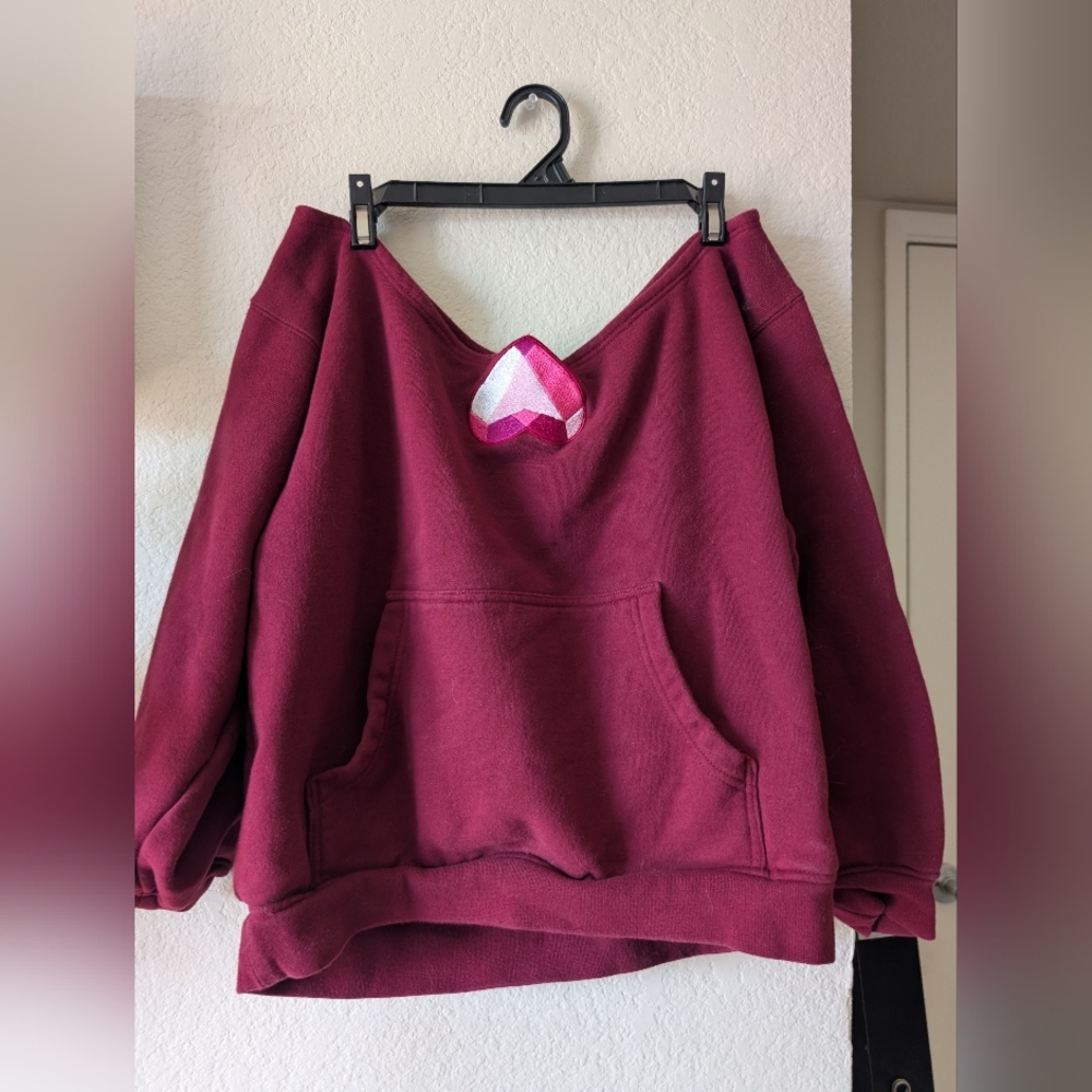 Burgundy Sweatshirt with Pink Patch